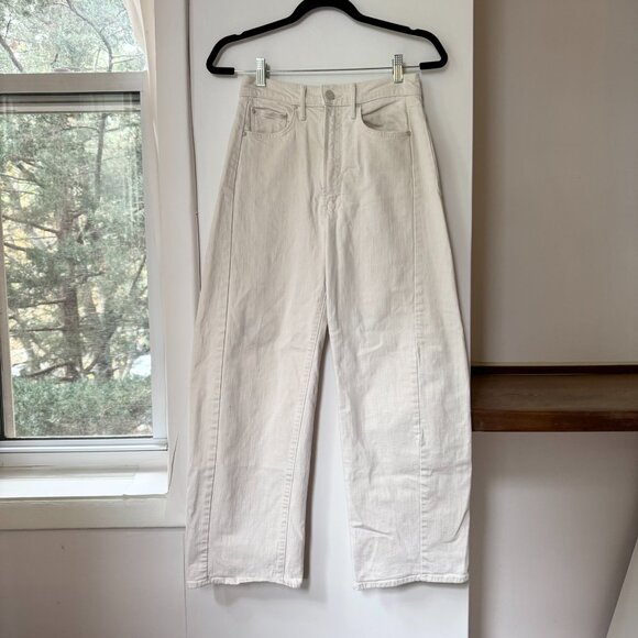 MOTHER Superior The Half Pipe Flood Jeans Wide Leg Denim in Act Natural Cream - Picture 13 of 15